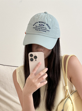 【轻薄不闷头】韩版透气速干棒球帽女夏季蓝色遮阳帽显脸小鸭舌帽