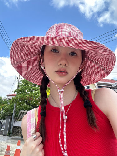行走的小伞大帽檐薄款遮阳渔夫帽