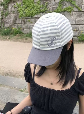 神仙藤井树同款灰色条纹棒球帽女