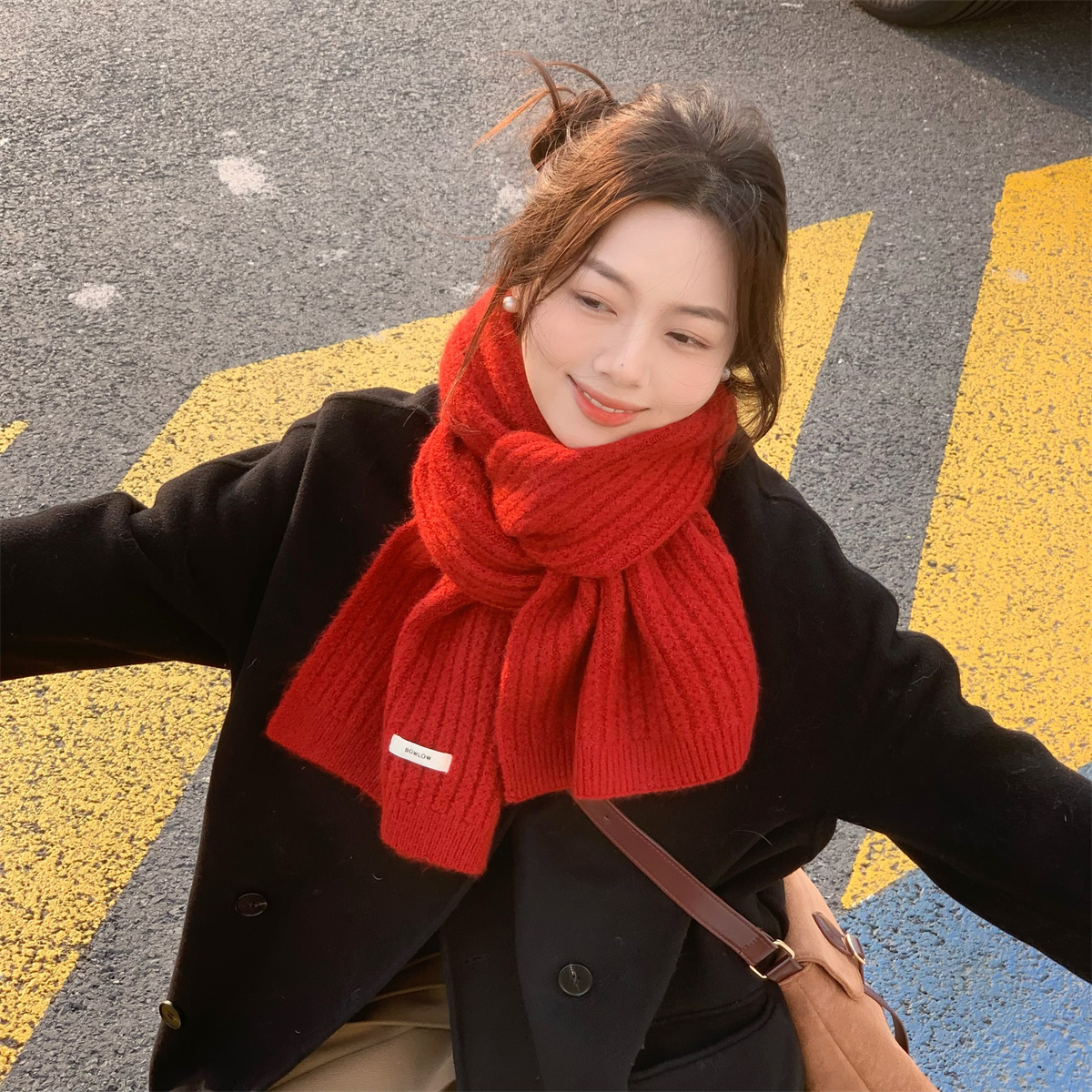 新年圣诞礼物红色围巾好品质围脖