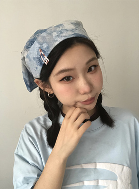 日式扎染辣妹抹胸方巾领巾头巾潮