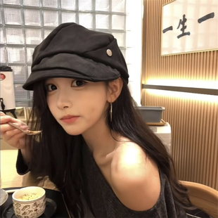 【大头围帽子】秋冬百搭显脸小麂皮绒八角帽日常素颜方圆脸贝雷帽