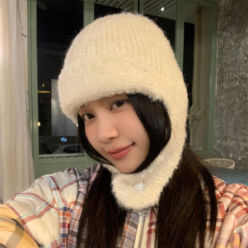 【可爱飞行帽】韩国小众设计圈圈羊毛白色护耳帽ins博主脖套一体,服饰配件/皮带/帽子/围巾,帽子,淘宝优惠券,粉丝福利购,淘宝优惠卷