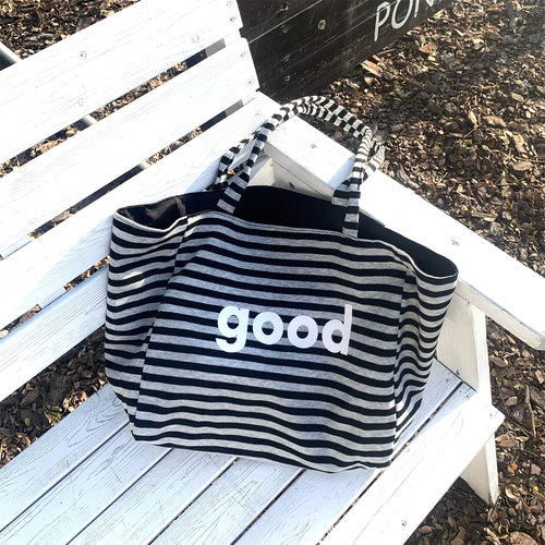 韩系字母印花good条纹慵懒单肩包