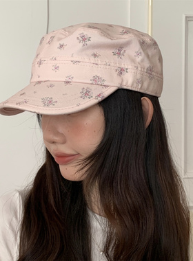 【一眼心动】韩版奶油小碎花平顶鸭舌帽百搭显脸小春夏遮阳马术帽