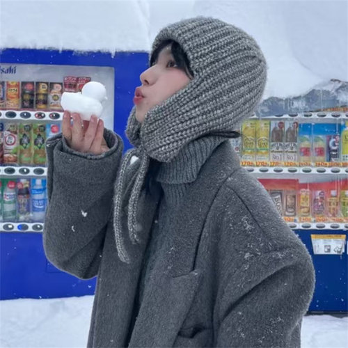 柳智敏同款针织护耳帽氛围感帽子