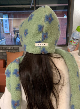 显白绿色软糯羊羔毛巴拉克拉法帽