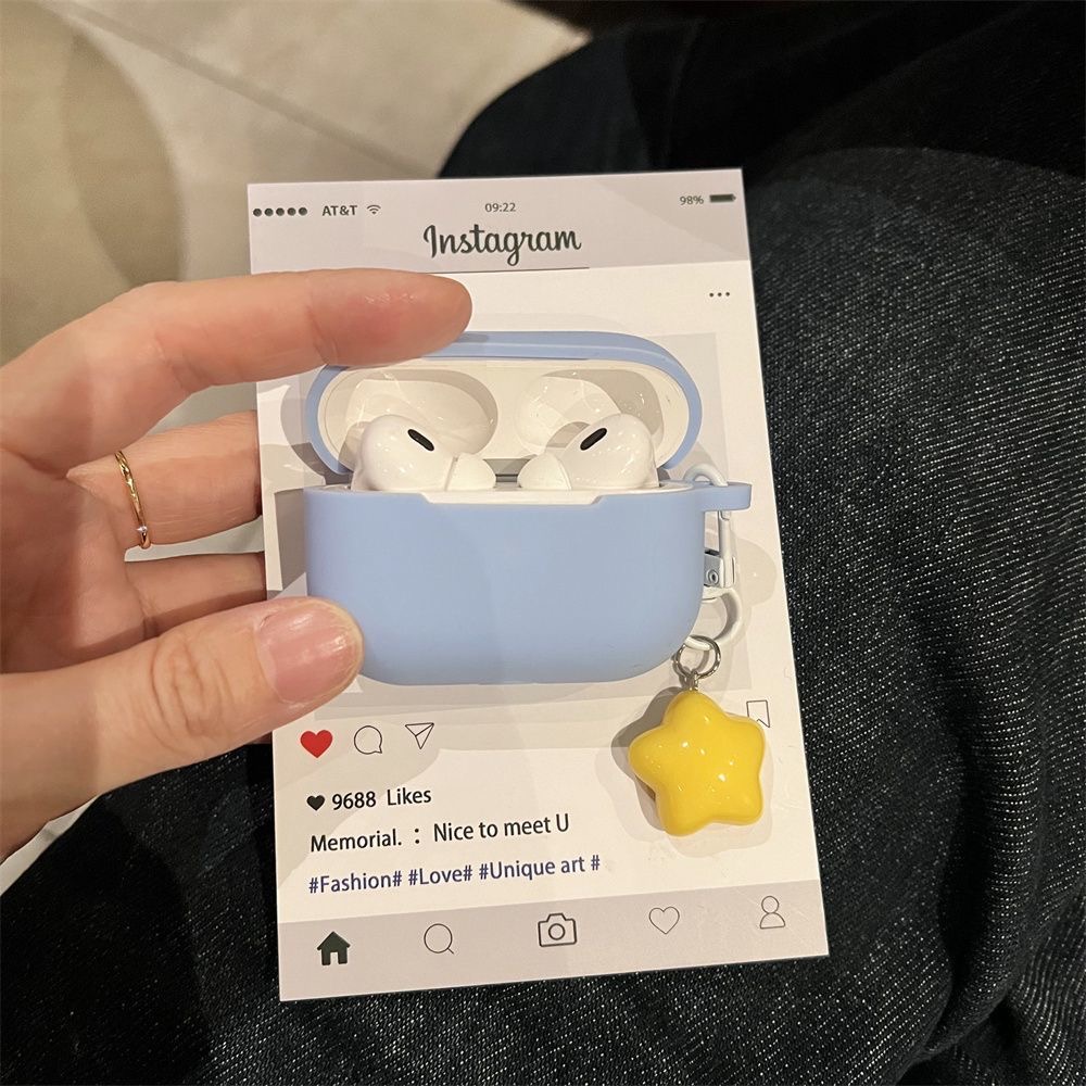 高级感天蓝色硅胶软壳适用于AirPodsPro2保护套AirPods1/2/3/4代耳机壳AirPods3耳机保护套华强北五代保护套