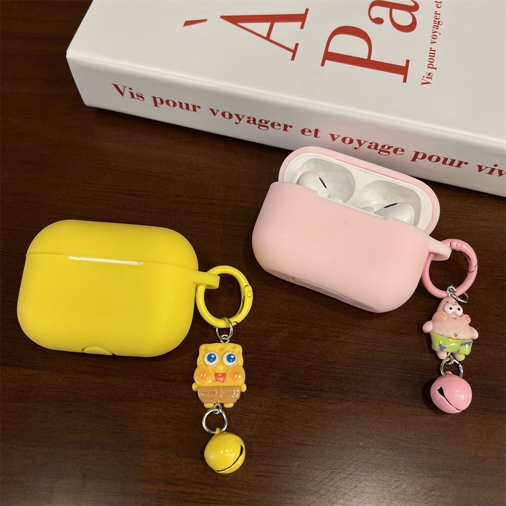 高级感粉黄色硅胶软壳适用于AirPodsPro2保护套AirPods1/2/3/4代耳机壳AirPods3耳机保护套华强北五代保护套