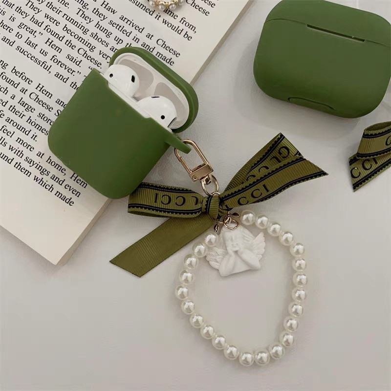 军绿色高级感硅胶软壳适用于AirPodsPro2保护套AirPods1/2/3/4代耳机壳AirPods3耳机保护套华强北五代保护套