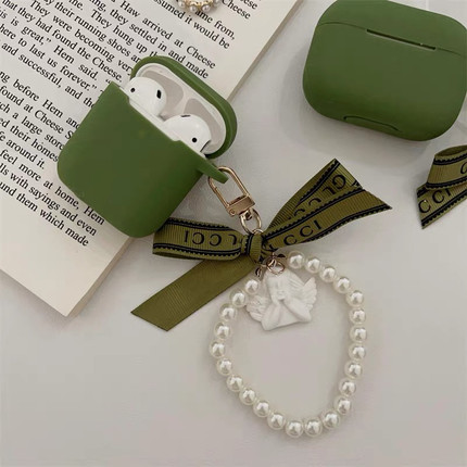 军绿色高级感硅胶软壳适用于AirPodsPro2保护套AirPods1/2/3/4代耳机壳AirPods3耳机保护套华强北五代保护套