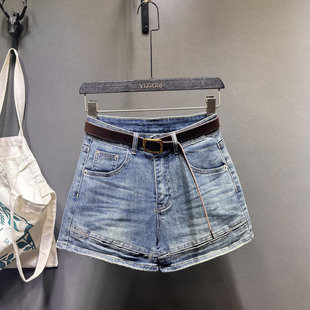 设计感做旧高腰显瘦a字热裤 美式 新款 女2026年夏季 子 辣妹牛仔短裤