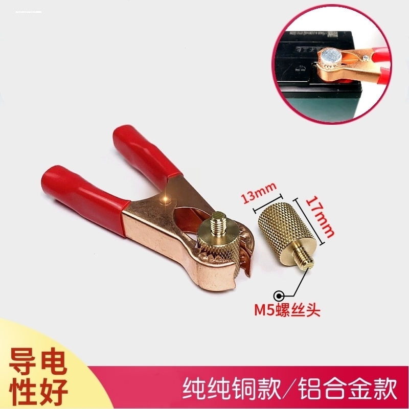 电动车电瓶转接头M5/M6纯铜螺柱大头螺丝机头桩头线端夹头蓄电池