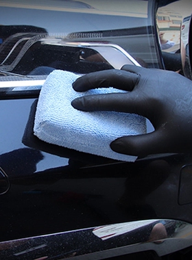 汽美施工打蜡镀晶海绵块汽车打蜡海绵超细纤维海绵清洁刷汽车清洁