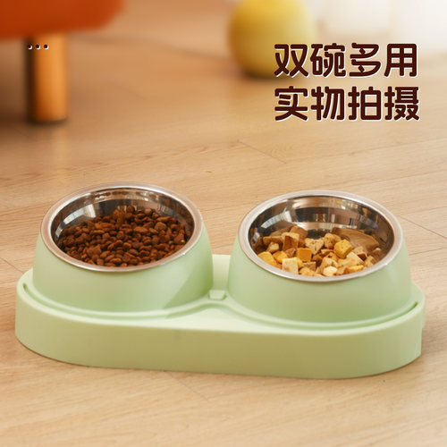 猫碗狗碗食盆饭碗斜口高脚双碗