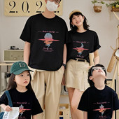 T恤男女童高级感母子母女出游 夏季 2026新款 一家四口海边亲子装