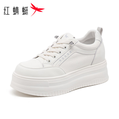 红蜻蜓女白鞋免系带运动休闲板鞋