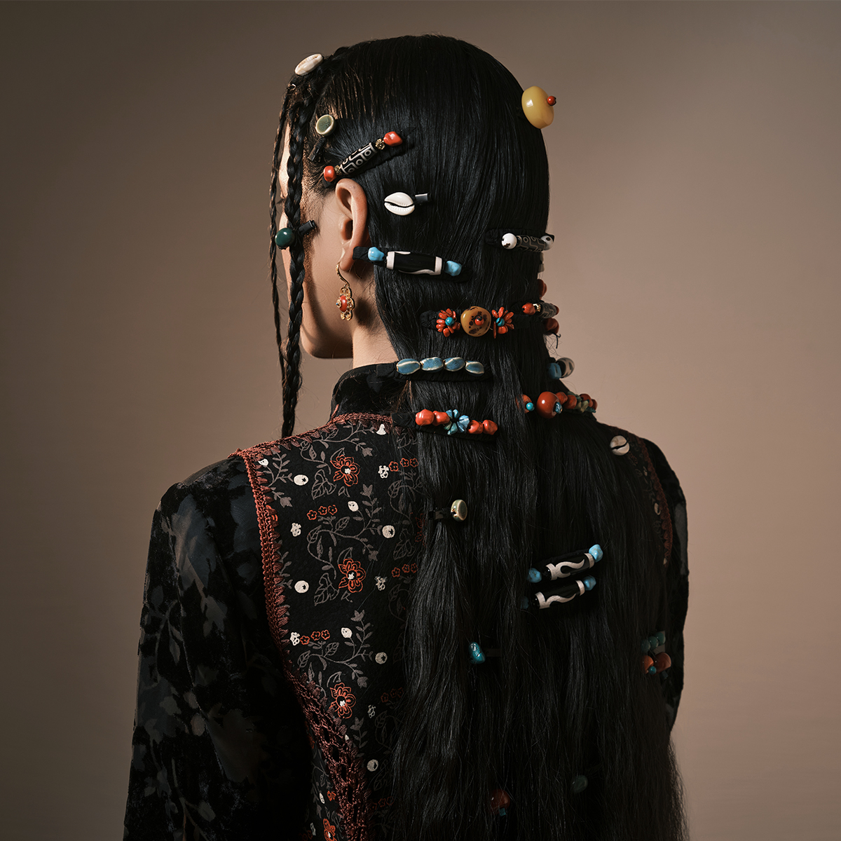 小众原创设计藏风发夹  手工编织藏族饰品头饰女 宝石民族风发饰