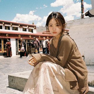 禅意文艺西藏新疆旅游穿搭连衣裙女 棉麻异域游牧 度假风上衣长裙