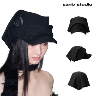 SANB 韩系秋冬保暖INS头巾帽女显脸小暗黑小众原创 HEUKAM毛巾帽