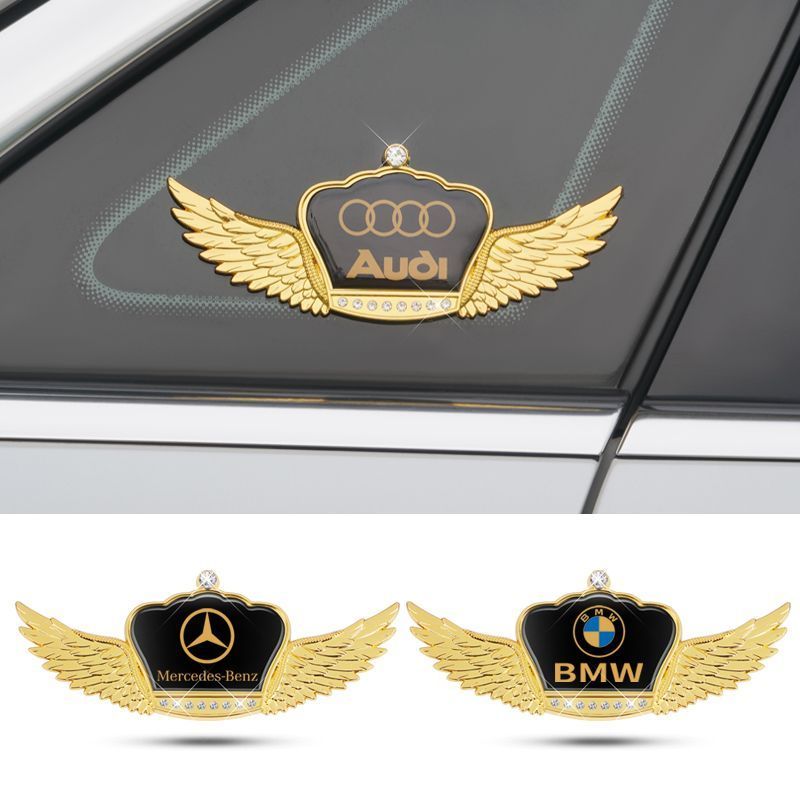 汽车麦穗金属车贴天使之翼装饰3D立体个性侧贴划痕遮挡通用贴标