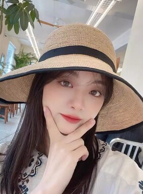 草帽休闲风韩国折叠防晒帽子