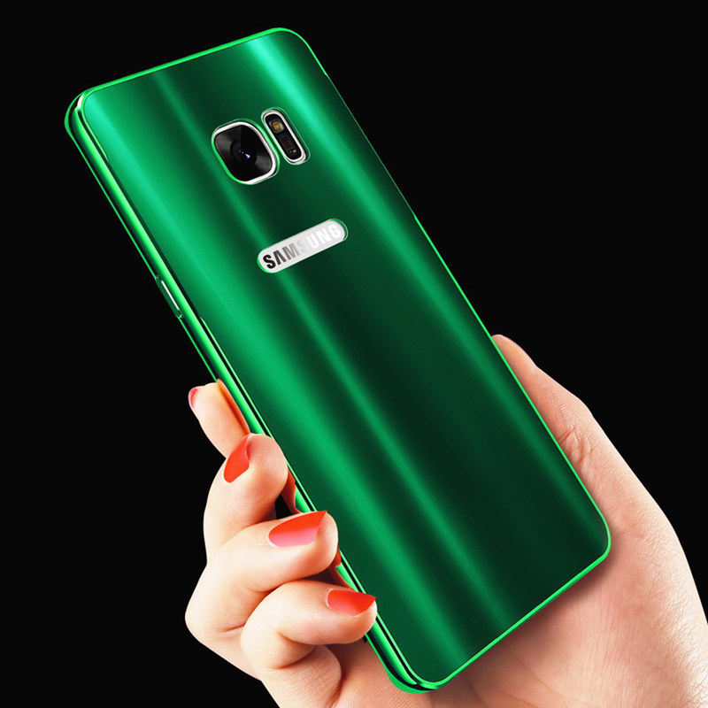 iy Ultra Slim Lightweight Aluminum Metal Bumper Dazzle Color Acrylic Back Cover Case for Samsung Galaxy S7 Edge & S7