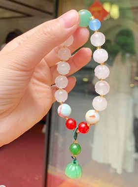 代上天竺金丝玉莲花手串