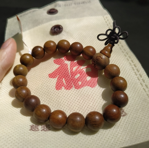 代杭州灵隐绿檀手串檀木香清香念珠10mm可盘手链木质香单圈佛珠