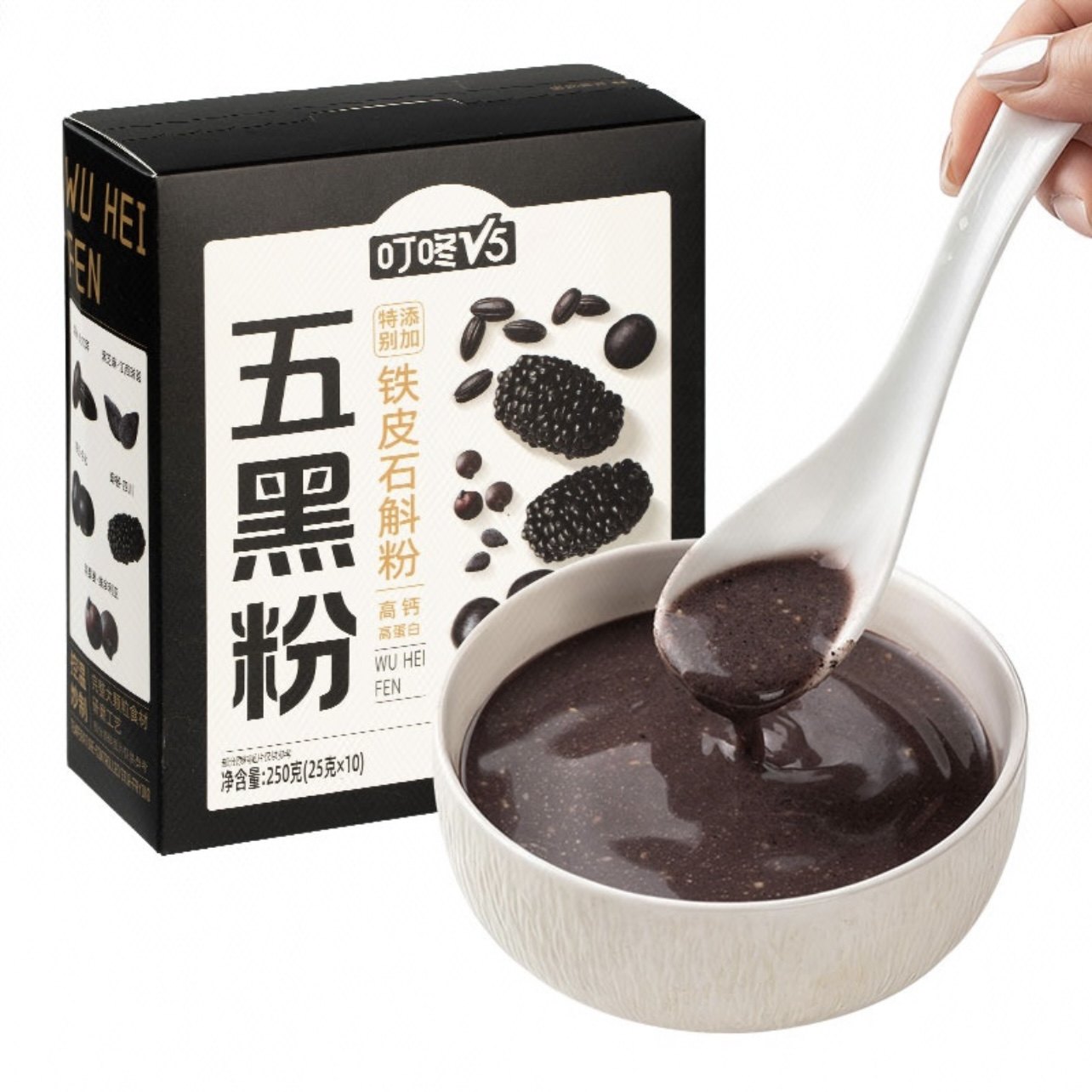 叮咚 V5 五黑粉 (25g*10条) 250g,咖啡/麦片/冲饮,谷物营养配方粉,淘宝优惠券,粉丝福利购,淘宝优惠卷