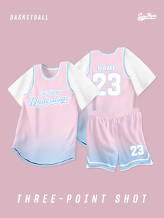 篮球服女套装定制夏季班服假两件短袖女生篮球衣女友风比赛队服