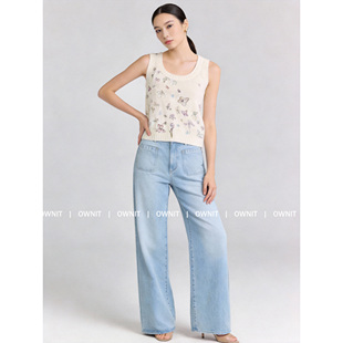 OWNIT/D家重工刺绣蝴蝶马海毛+桑蚕丝套头背心毛衣