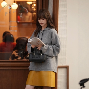 OWNIT/miuM家贵气穿搭高级灰连帽拉链开衫外套