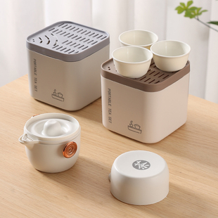 便携式 收纳快客杯 户外旅行野营茶具套装 功夫茶泡茶壶可叠加一体式