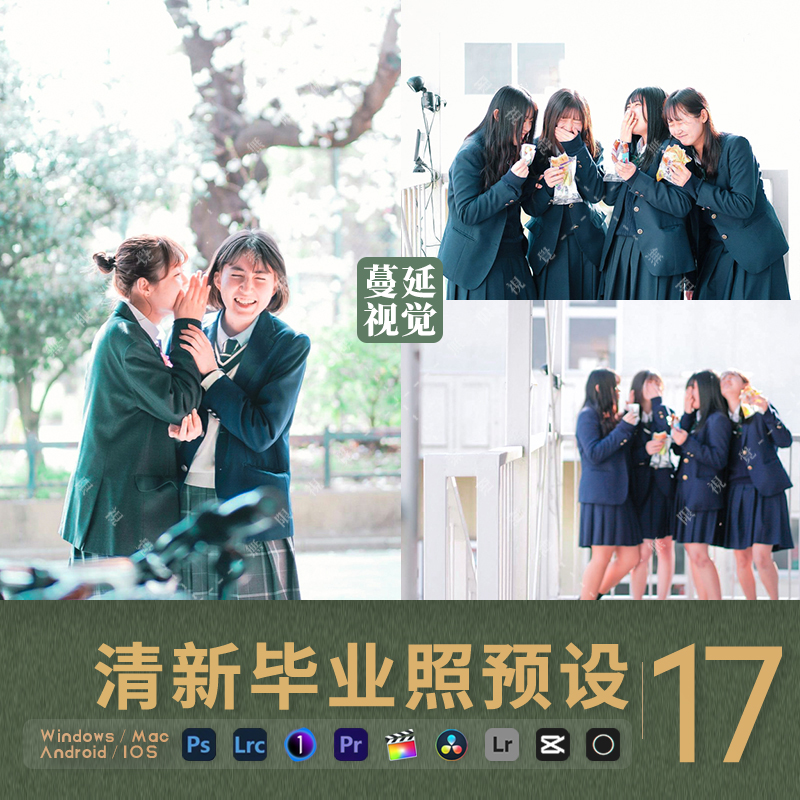 毕业照PS调色LR像素蛋糕集体照人像滤镜PR/FCPX/LUTs飞思剪映