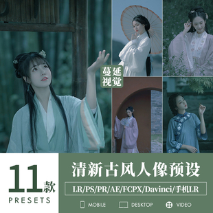 LR预设古装人像调色PS青灰汉服PR像素蛋糕滤镜LUTs飞思FCPX剪映