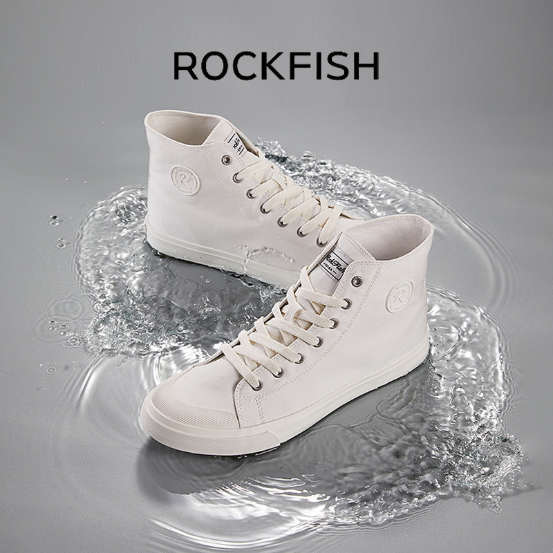 Rockfish防泼水懒人一脚蹬帆布鞋女款2025秋季百搭板鞋运动休闲鞋