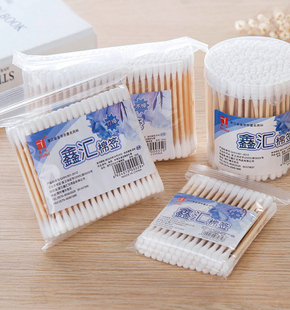 掏耳朵棉签抗菌 化妆卸妆棉花棒婴儿小头木棒一次性双头棉棒 包邮