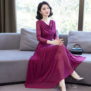 时尚 夏季 收腰显瘦长款 春季 气质外穿遮肉长裙 网纱连衣裙女2025新款