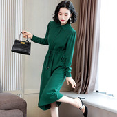 雪纺长袖 气质大码 连衣裙女2020年新款 秋装 收腰显瘦长款 时尚 衬衫 裙