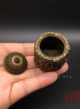极速实心黄铜迷你小鹤炉摆件浮雕千鹤香炉铜塔香小猫仙鹤铜炉香薰
