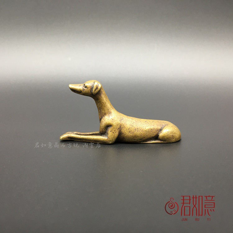 实心黄铜小狗摆件 小线狗站立狗斗狗看门狗生肖狗迷你仿真铜狗