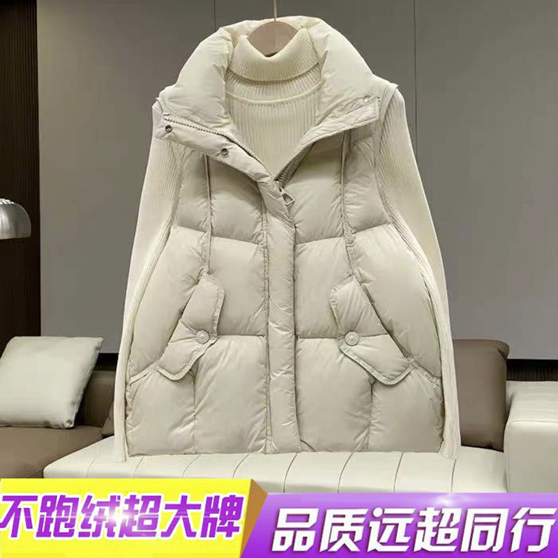 不跑毛90白鸭绒短款羽绒服马甲女