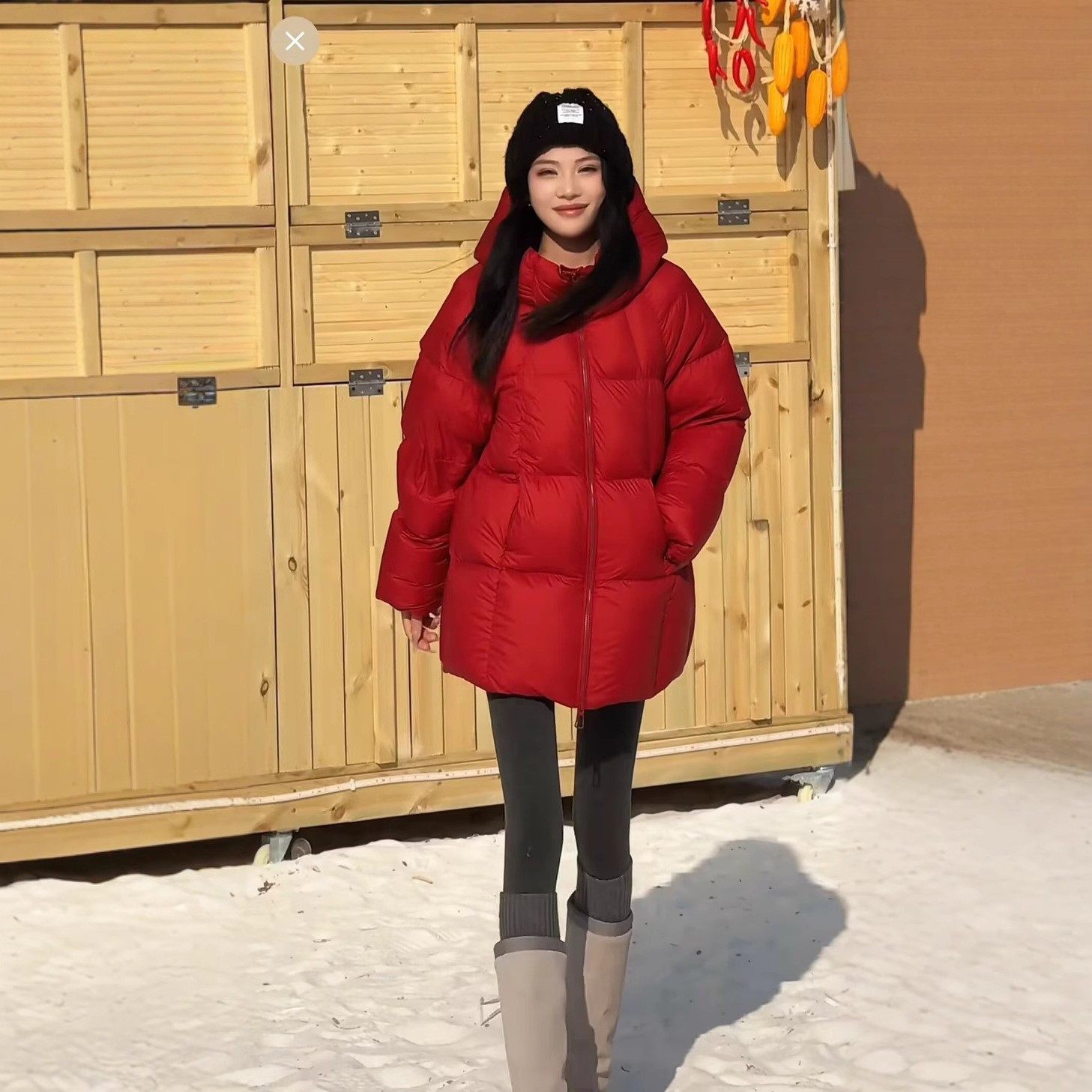 张贝贝款90白鸭绒羽绒服女中长款2025新款韩版连帽保暖外套3318
