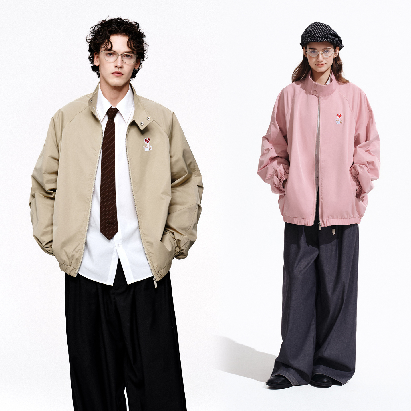 PSO Brand男装女装可爱小狗立领夹克外套男款休闲情侣装上衣潮牌