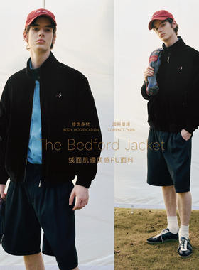 PSO Brand 男装女装仿麂皮绒美式复古立领拉链黑色夹克外套情侣装