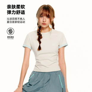 女t恤运动显瘦短款 PSO 短袖 可爱小狗圆领修身 体恤上衣 Brand女装