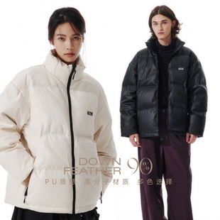 羽绒服冬季 PSO PU皮立领短款 女装 加绒加厚面包服外套潮 Brand男装