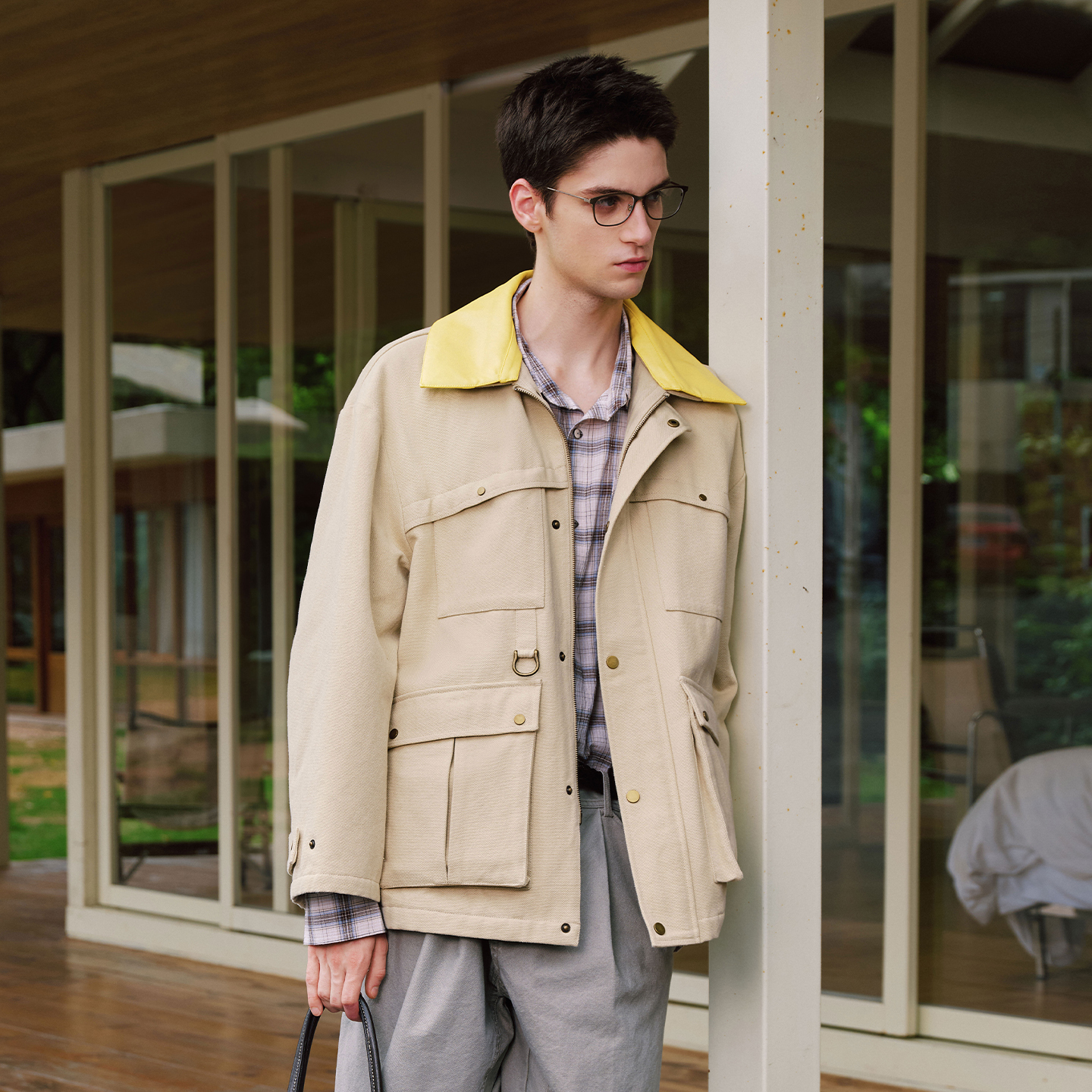 PSO Brand男装女装裥棉撞色可拆卸翻领工装夹克宽松棉服男款外套