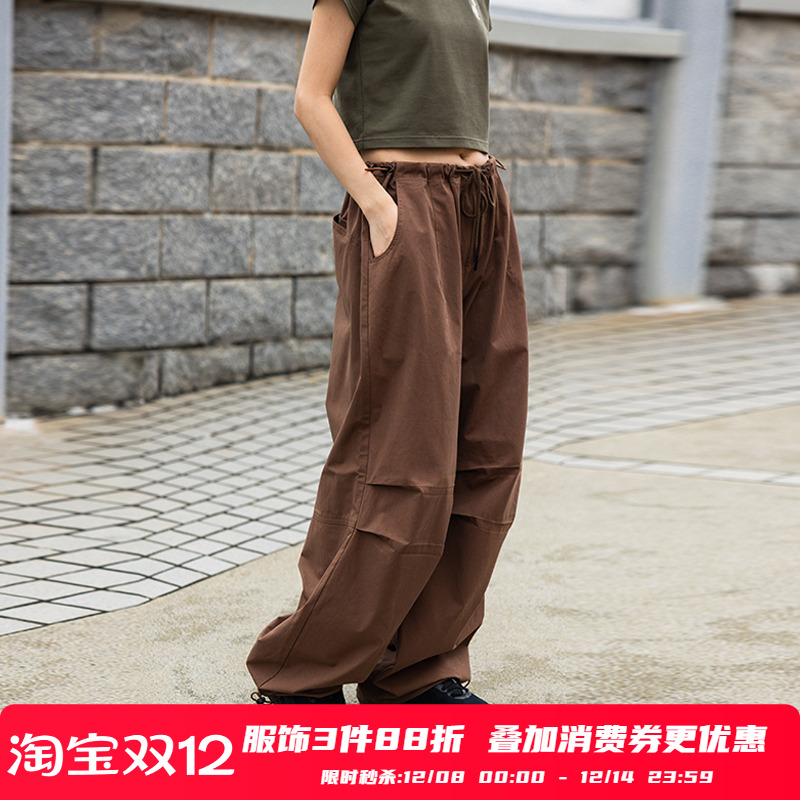 PSO Brand男装女装抽绳复古美式伞兵裤工装束脚裤宽松潮牌休闲裤